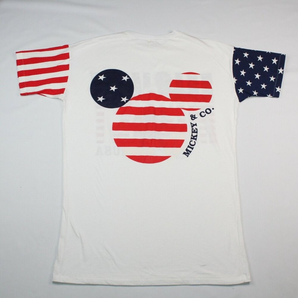 Vintage Mickey Mouse & Co Stars Stripes Patriotic One Size Fits All Night Shirt - Picture 2 of 12